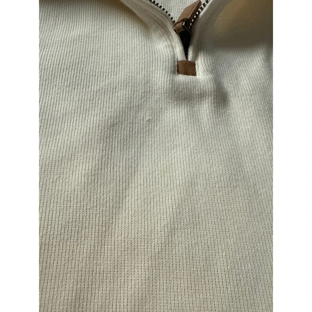 Polo Ralph Lauren Mens Cream Quarter Estate‎ Rib Zip Pullover Sweater XXL Horse